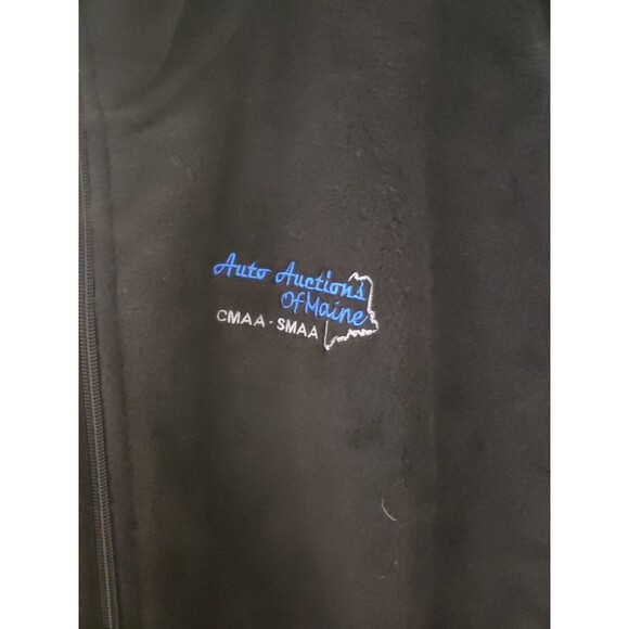 #37 Men’s 3XL Harriton Black Fleece Full Zip “Auto Auctions of Maine” Logo Vest - Picture 2 of 4